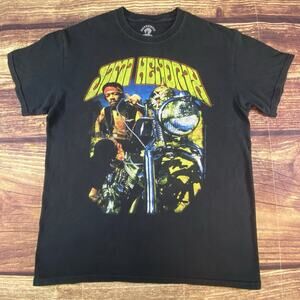 Authentic Hendrix T-Shirt Men's Black M Jimi Motorcycle Graphic Tee Licensed